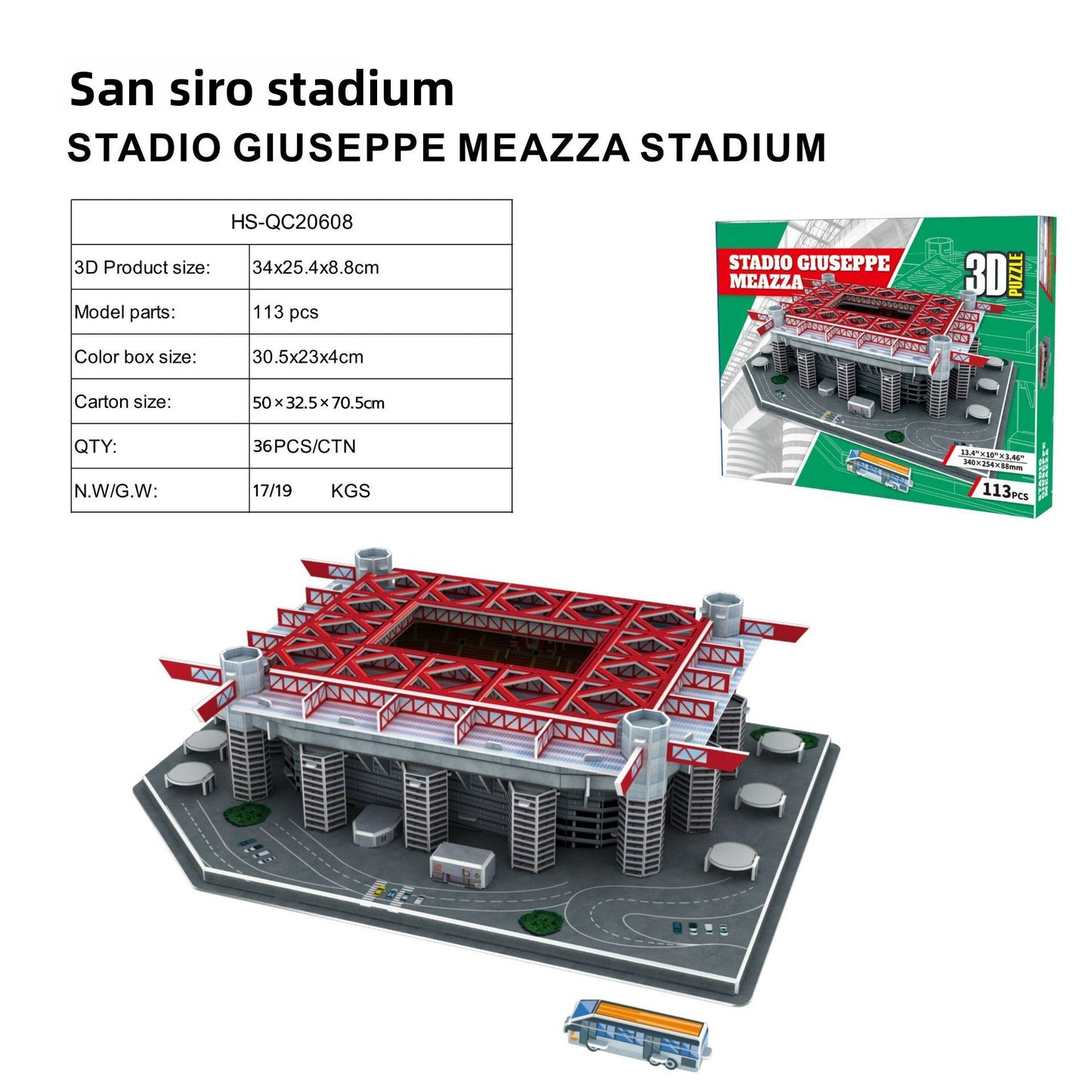 3D Stadium Puzzle Model for Kids