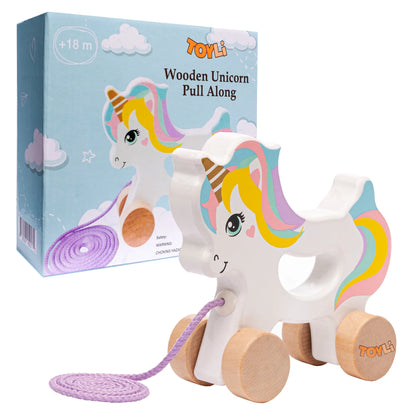 Unicorn Wooden Baby Toys Pull Toys for Toddlers