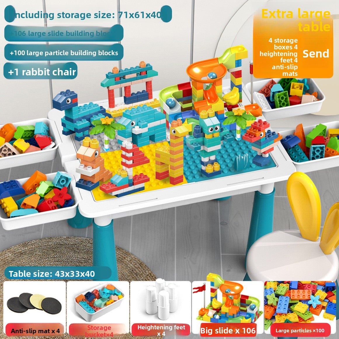 Large Building Block Table for Kids