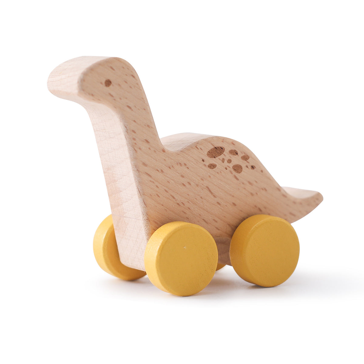 Montessori Wooden Dinosaur Toy with Wheels Long Neck Dragon