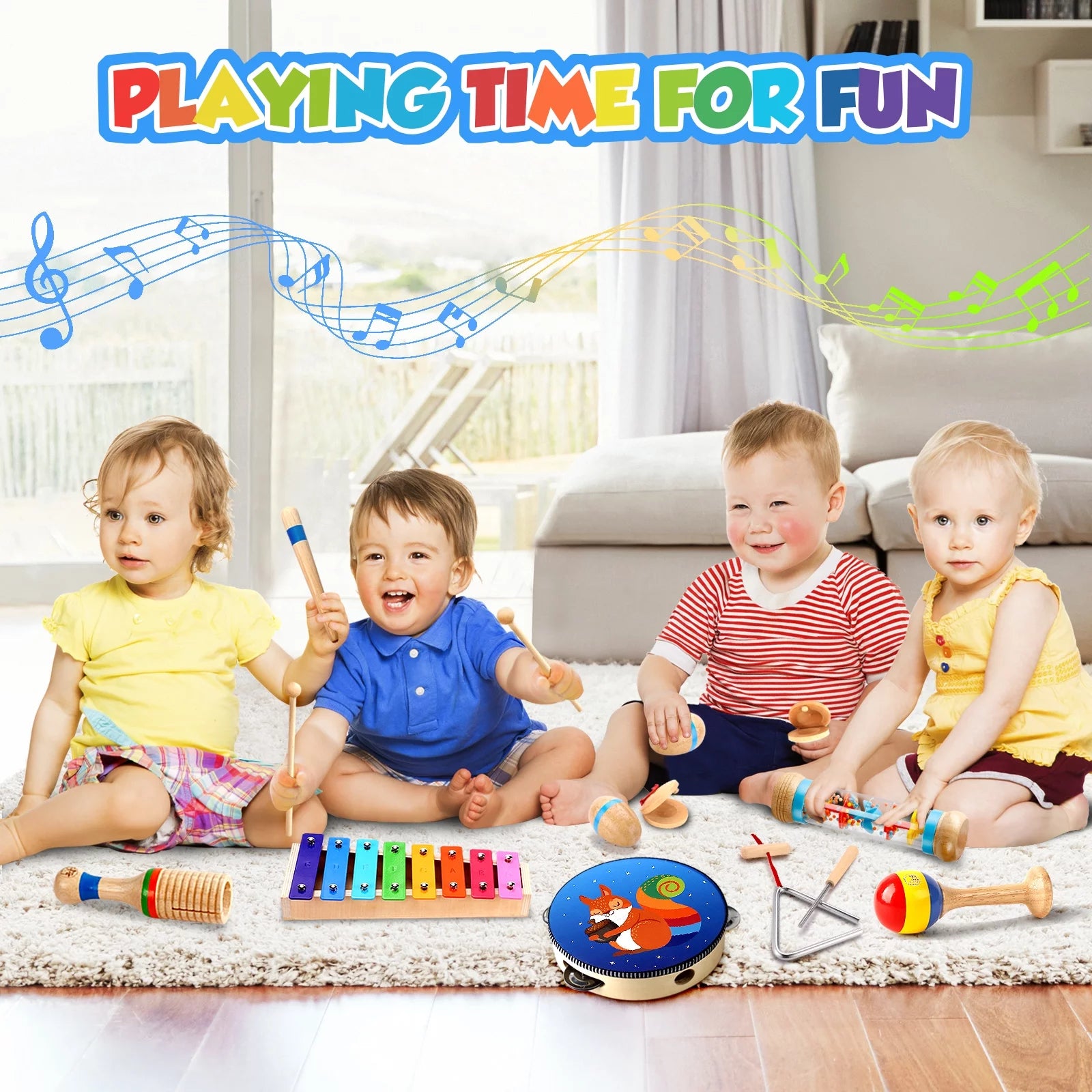 Kids Music Toys Drum Xylophone Musical Instruments for Toddlers 1-5 Boys Girls Educational Toy