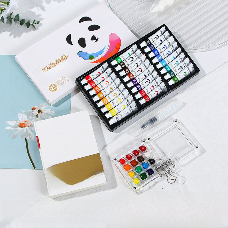 Mini Watercolor Paint Box with Sketchbook and Brush