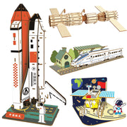 3D Wooden Spacecraft & Aircraft Model Building Puzzles Wonder Kids Toy