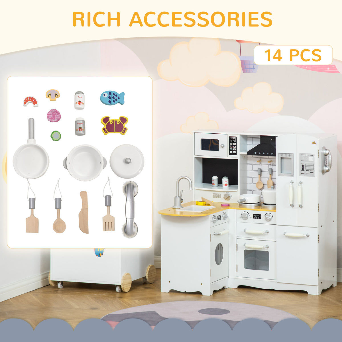 Corner Kids Play Kitchen with Appliances