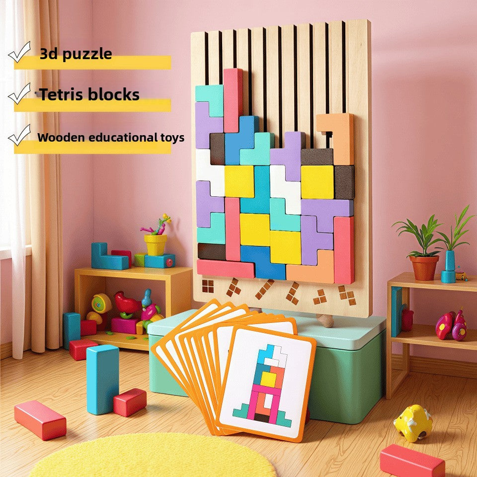 3D Tetris Wooden Building Blocks Puzzle