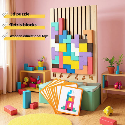 3D Tetris Wooden Building Blocks Puzzle
