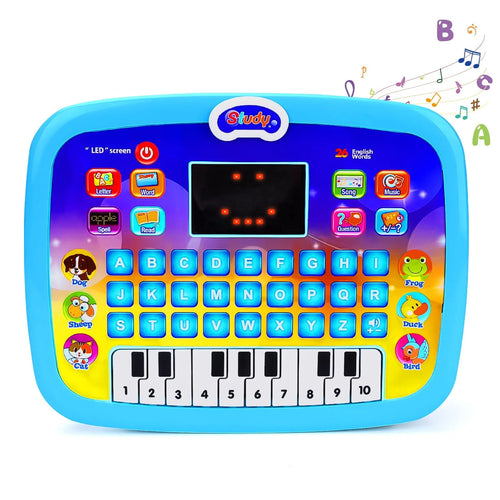 Early Educational Learning Tablet Toy for 1 2 3 Year Old Boys, Blue Interactive Alphabet Kids Learning Tablet Toy for Toddlers, Electronic Tablet Toy Birthday Gift for Kids Aged 1-3 Year Old
