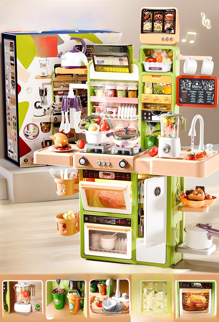 Kids Kitchen Pretend Play Set Battery Green 96x45cm