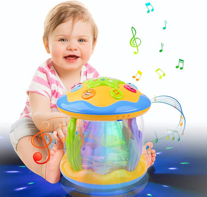 Baby Musical Toys with Light up for Toddlers 1 2 3, Rotating Ocean Projector Infant Toys 12-18 Month, Sitting Crawling Walking Developmental Toys for Babies, Gifts Toys for Kid