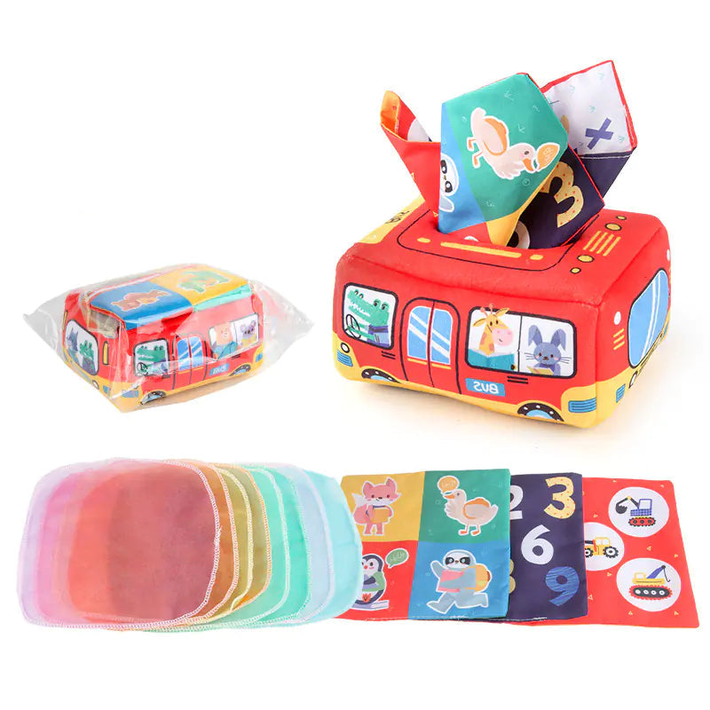 Sensory & Soft: Baby Educational Cloth Book and Tissue Box Toy! 👶🎁