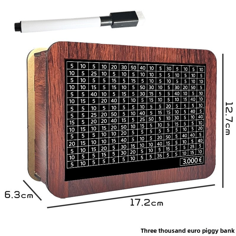 Wooden Savings Box with Money Counter Brown Sticker 3k EUR