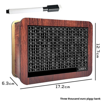 Wooden Savings Box with Money Counter Brown Sticker 3k EUR