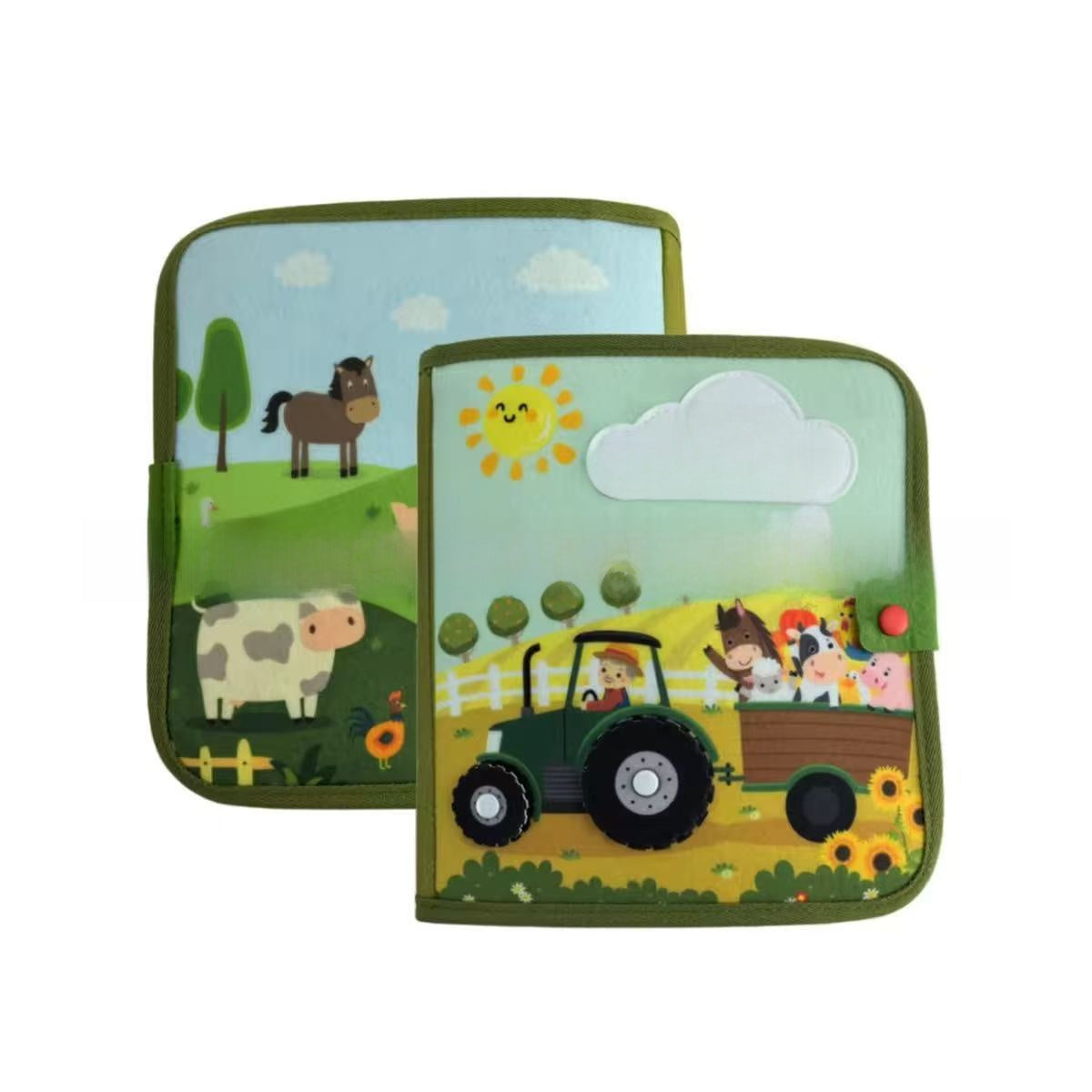 Farm Theme Felt Learning Book Dark green20*20ranch felt book