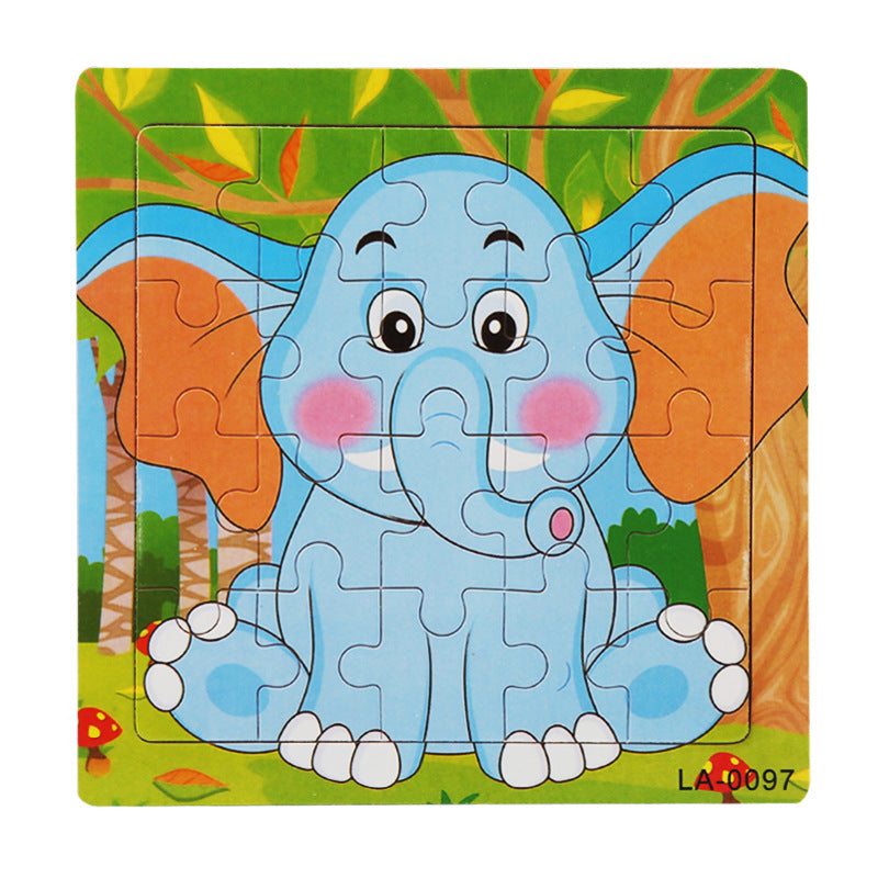 Wooden Cartoon Puzzle Set for Kids 20pcs Elephant