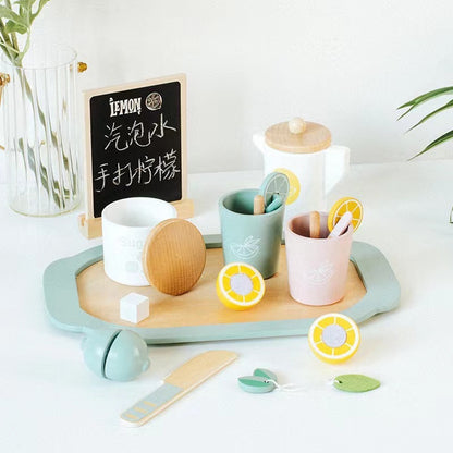 Wooden Tea Set Kitchen Pretend Play Toy