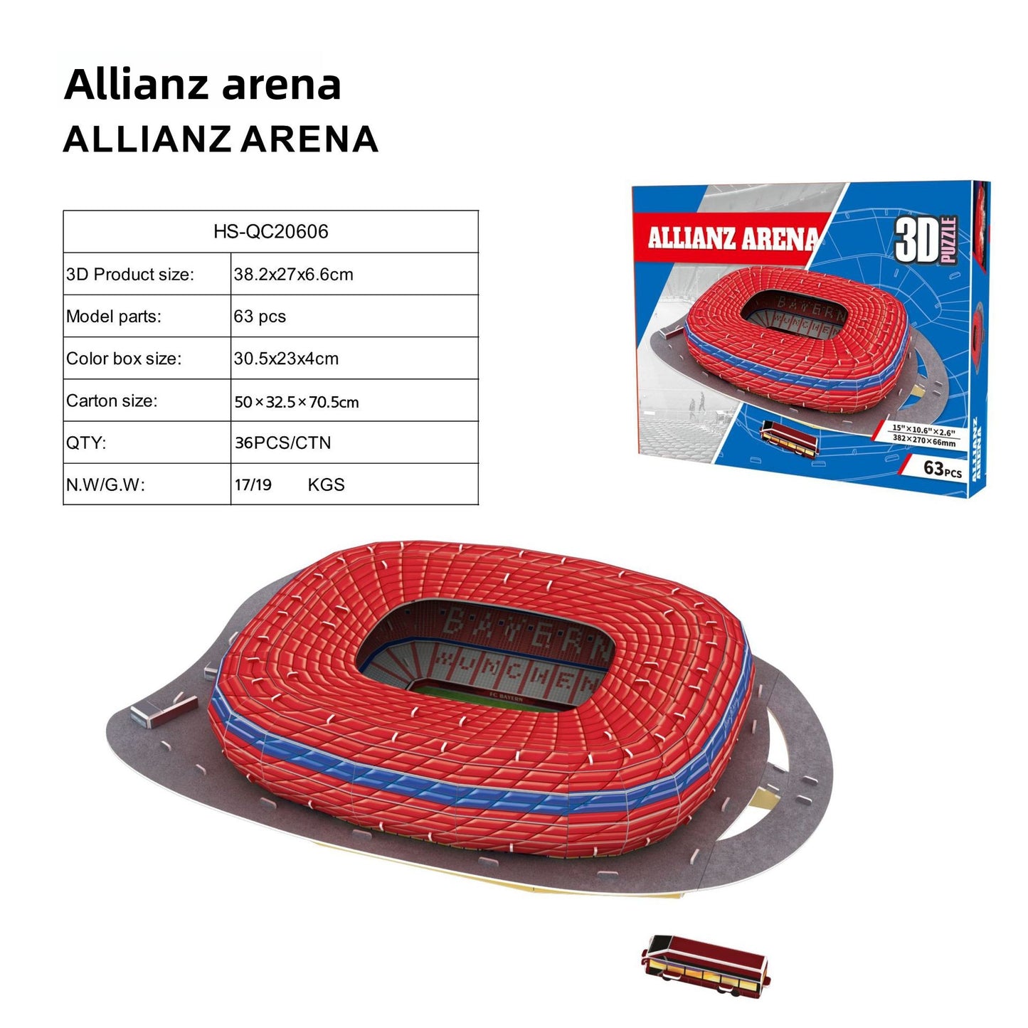 3D Stadium Puzzle Model for Kids
