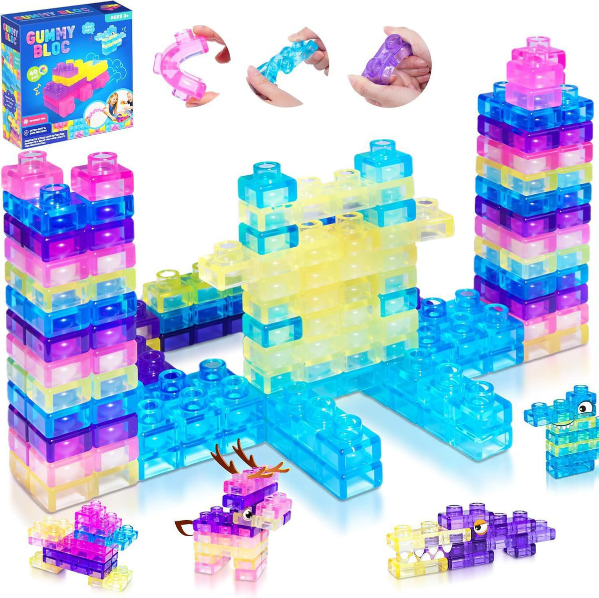 Squishy Jelly Building Blocks 40-Piece Set