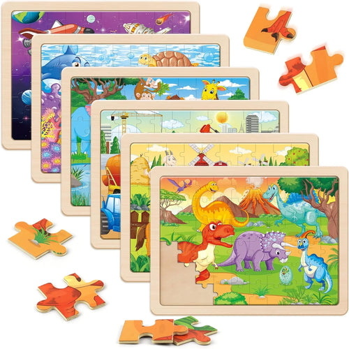 Wooden Puzzles for Kids Ages 4-6, 6 Packs 60 Pcs Jigsaw Puzzles Preschool Educational Toys Gifts for Children Ages 4-8, Kids Puzzles for 4+ Year Olds Boys Girls, Wood Puzzles Ages 3 4 5 6 7 8