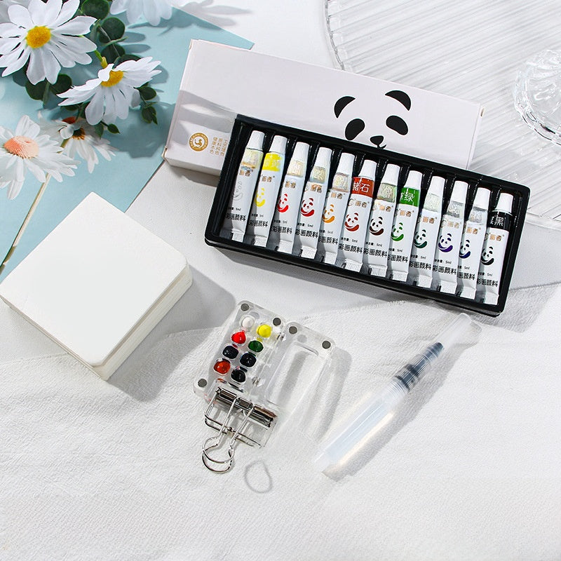 Mini Watercolor Paint Box with Sketchbook Acrylic 5pcs 8-grid