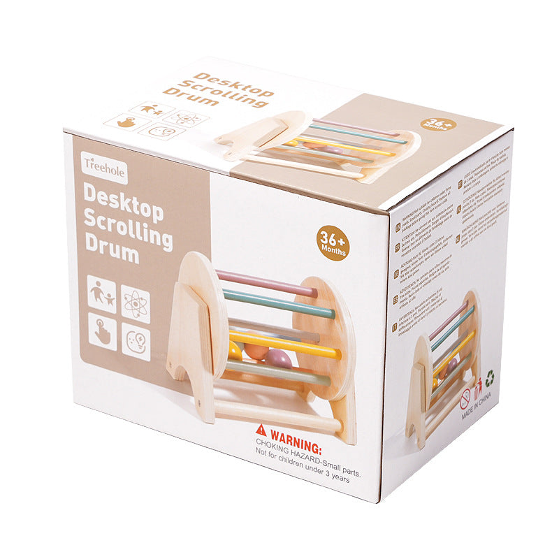 Wooden Desktop Rolling Drum Activity Toy