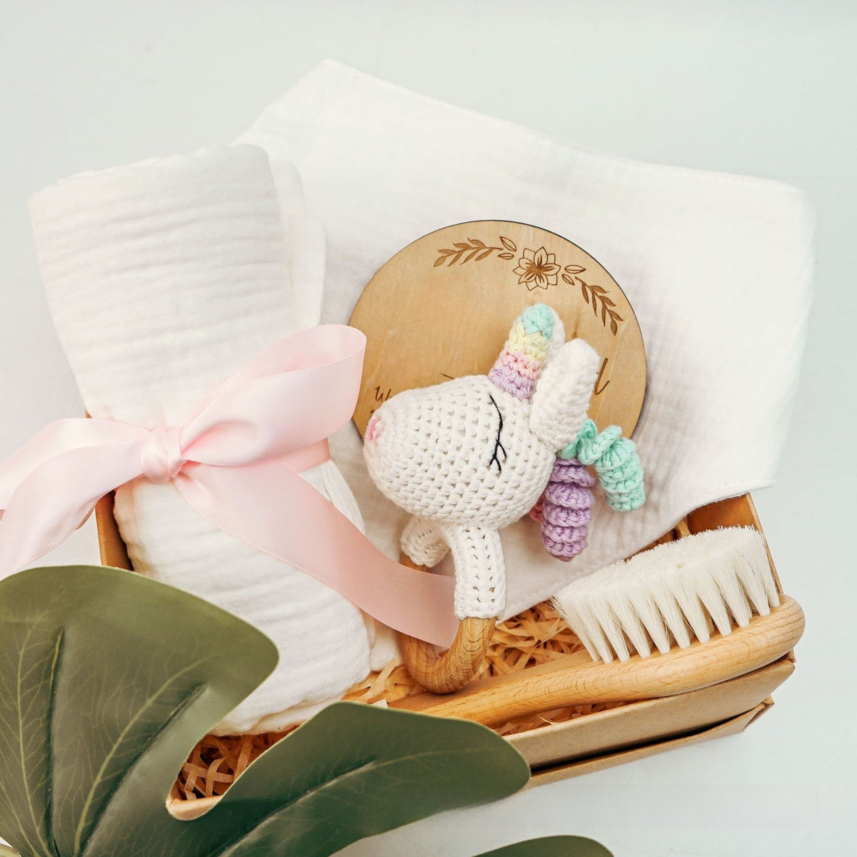 Pure Cotton Crochet Baby Rattle Gift Set Unicorn suit
