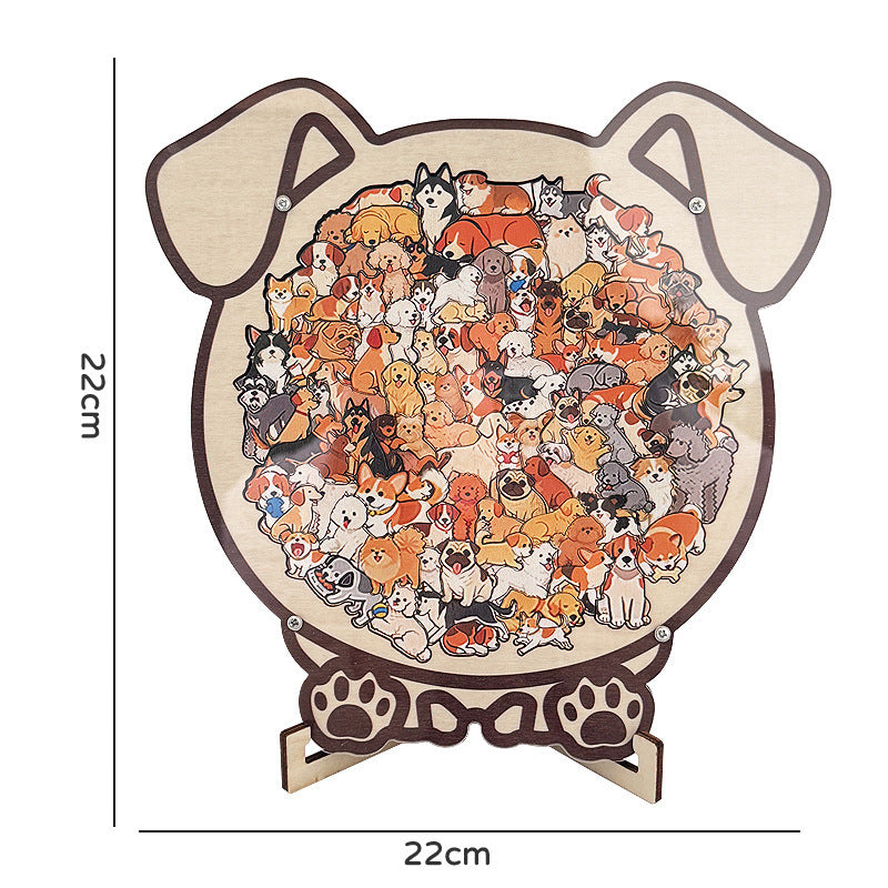 Wooden Animal Puzzle with Frame for Kids Puppy
