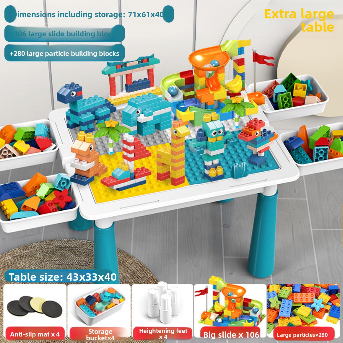 Large Building Block Table for Kids
