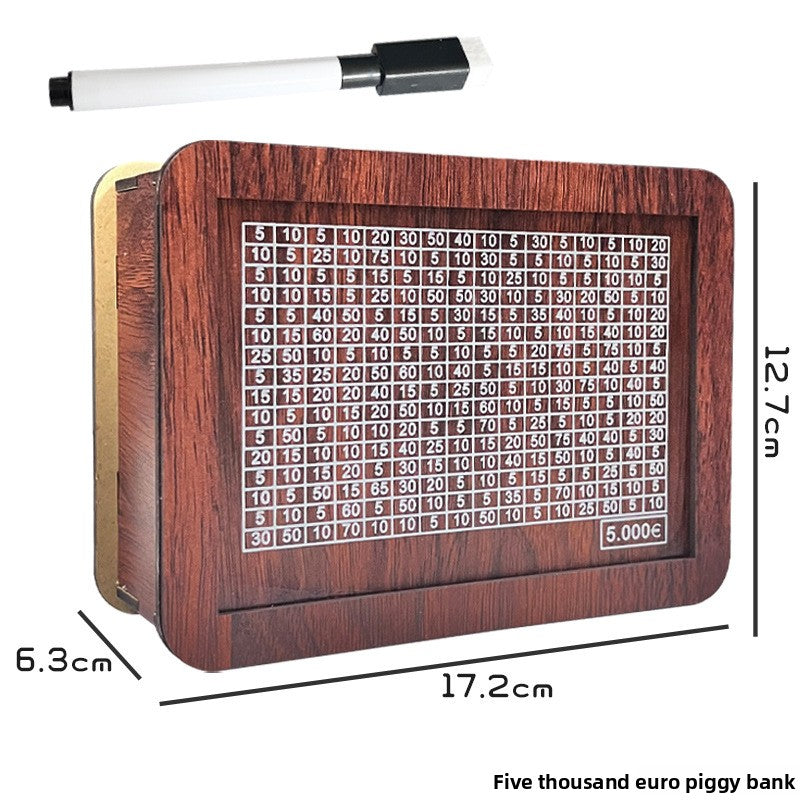 Wooden Savings Box with Money Counter Printed 5k EUR