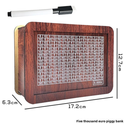 Wooden Savings Box with Money Counter Printed 5k EUR