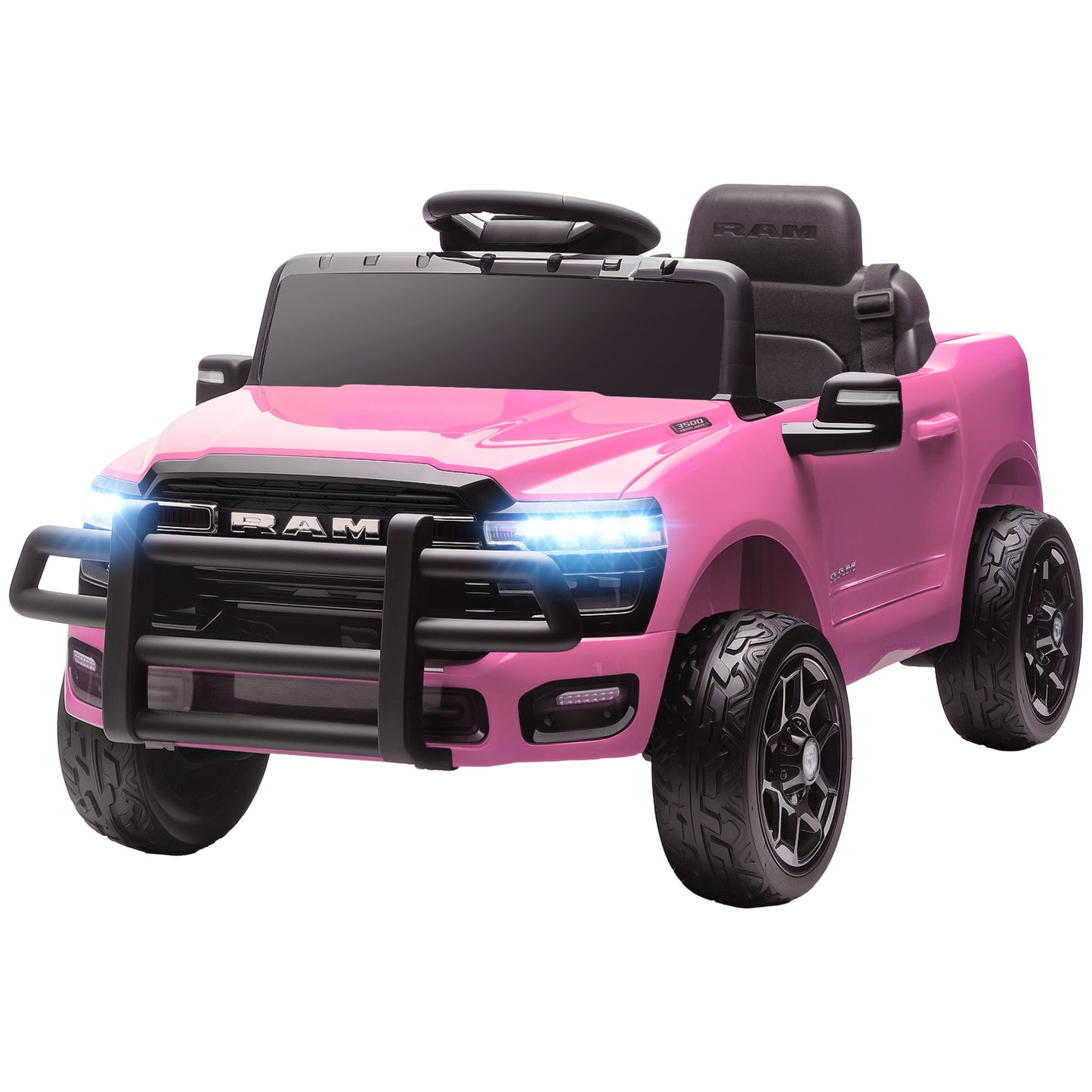 12V Kids Ride on Car, Licensed Dodge RAM 3500 Ride on Toys with Dual Motors, Remote Control for Toddlers, Pink