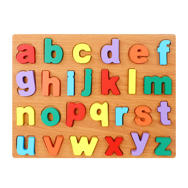 Wooden Alphabet Number Shape Puzzle Board Lowercase