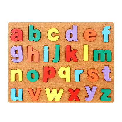 Wooden Alphabet Number Shape Puzzle Board Lowercase