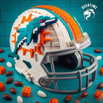 Football Helmet Building Blocks Display Set Miami Dolphins