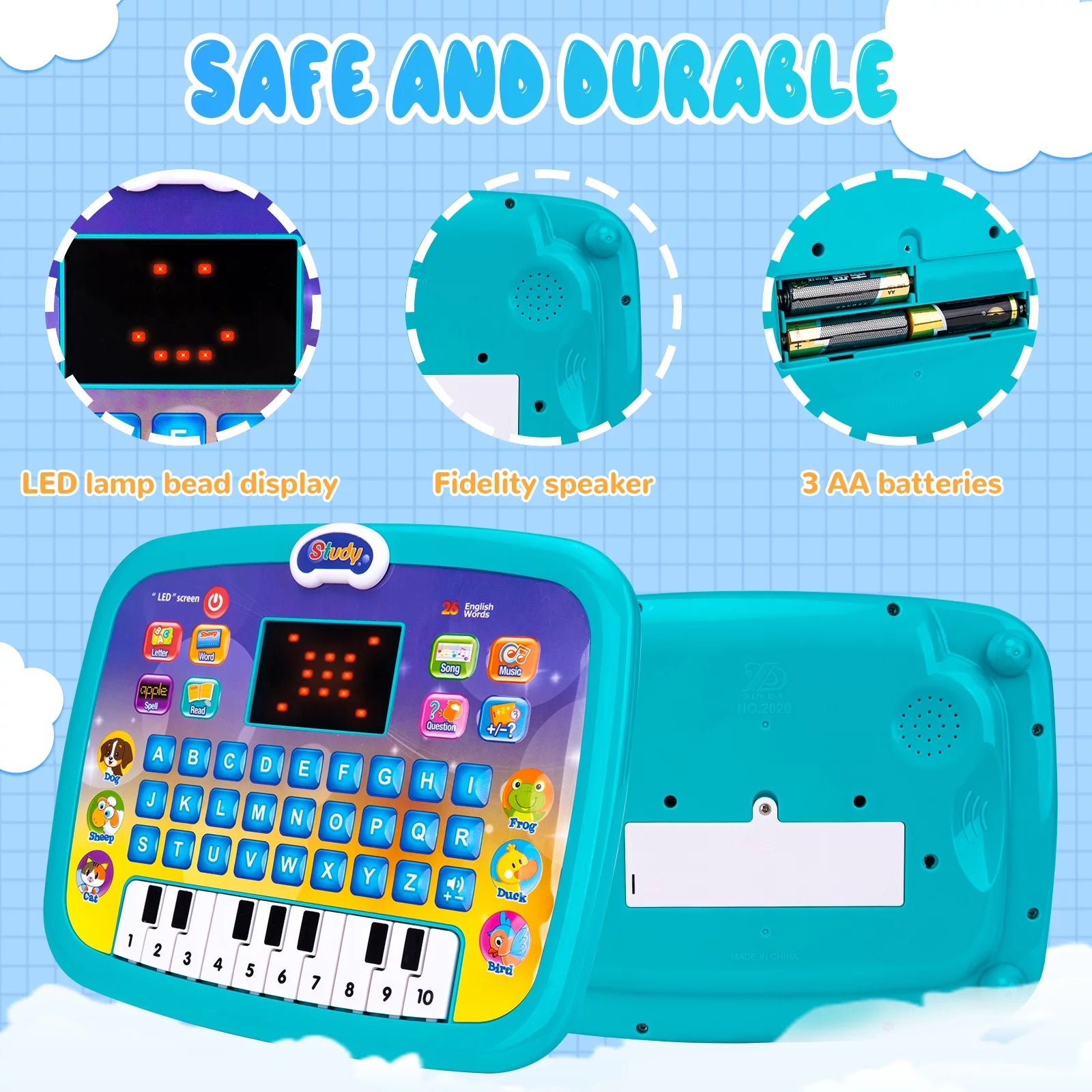 Tablet Toy for 1 2 3 Year Od Toddlers,Educational Toys for Boy Girls Age 2-9 Year Old Electric Learning Toys with Light and Music Interactive Toy for 1-4 Toddlers Numbers Alphabet Toy