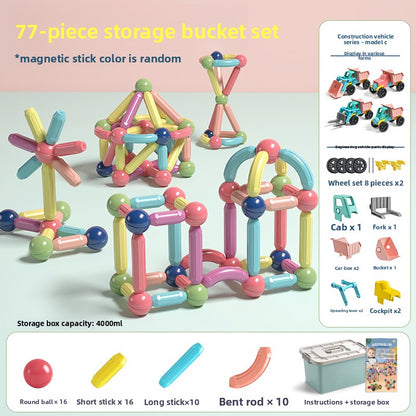 Magnetic STEM Building Blocks for Kids 77-piece set