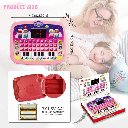 Kid Tablet Toddler Learning Pad Teach Music/Piano/Abc/Numbers, 3+ Boys&Girls Educational Toys Green