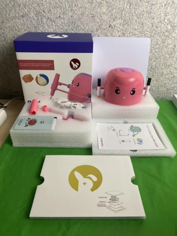 Drawing Robot Toy for Kids Pink basic version in english 100 cards