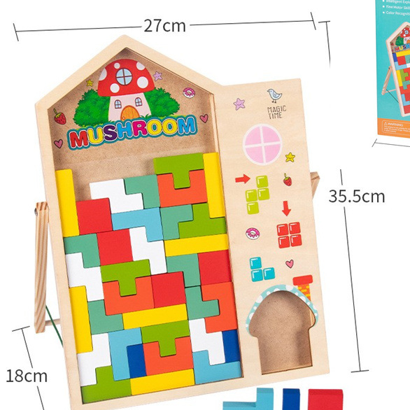 Wooden Puzzle Blocks for Spatial Thinking Large Tetris Standard