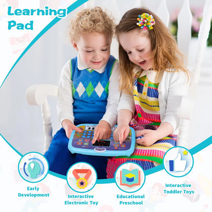 Early Educational Learning Tablet Toy for 1 2 3 Year Old Boys, Blue Interactive Alphabet Kids Learning Tablet Toy for Toddlers, Electronic Tablet Toy Birthday Gift for Kids Aged 1-3 Year Old