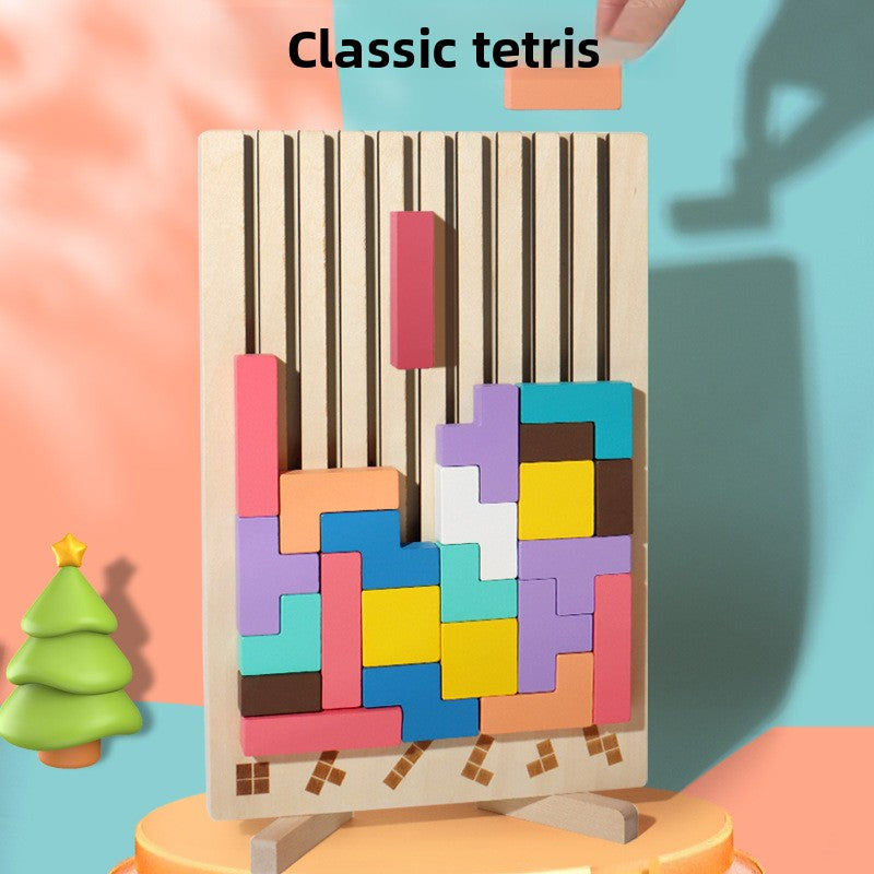 3D Tetris Wooden Building Blocks Puzzle