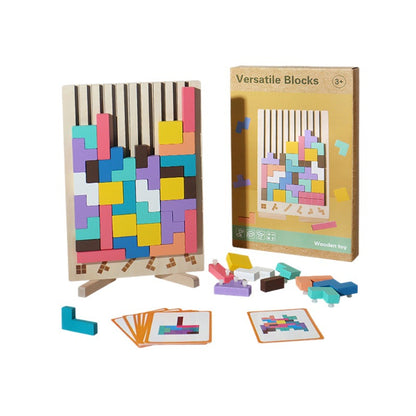 Wooden Tetris Building Blocks Puzzle