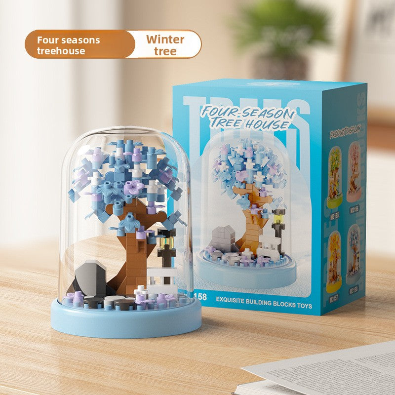 Mini City Street Building Blocks Set winter with dust cover 151 pellets