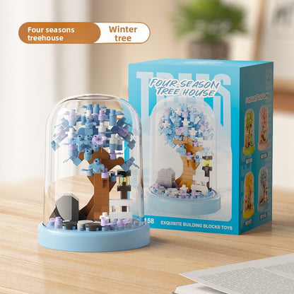Mini City Street Building Blocks Set winter with dust cover 151 pellets