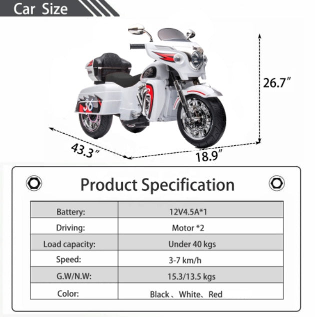 12V Kids Electric Motorcycle Ride-On