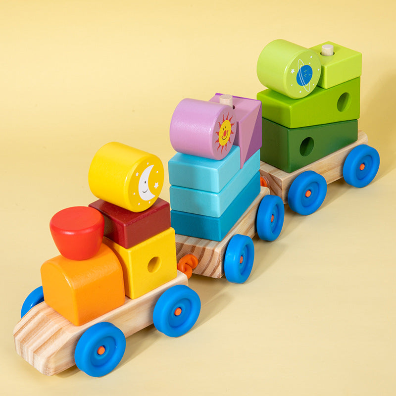 Wooden Planet Shape-Sorting Train Toy