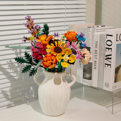 Flower Bouquet Building Blocks Kit 20pcs Ceramic Vase