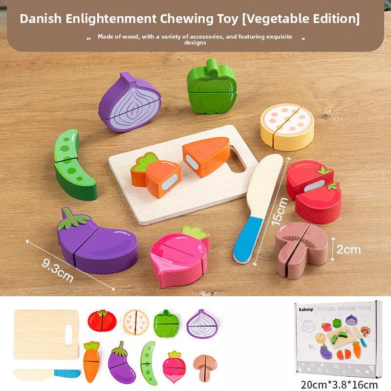 Wooden Pretend Food Cutting Toys – Fruit, Vegetable & Dessert Sets