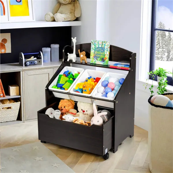 Kids Toy Storage Cabinet and Toy Box Combo