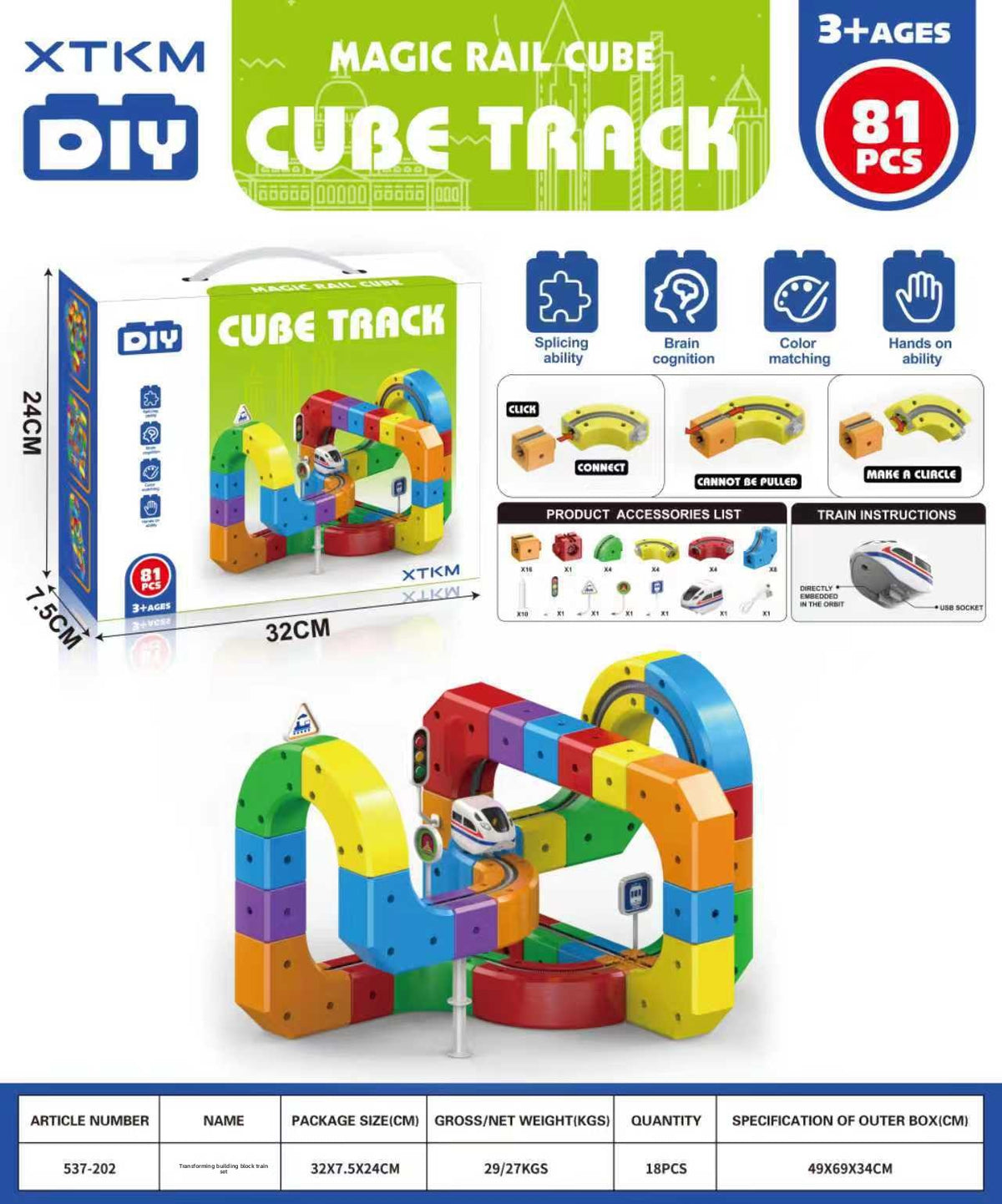 Electric Train Building Blocks for Kids 81pcs