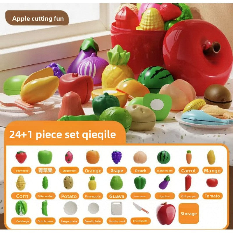 Fruit and Vegetable Cutting Play Set 24pcs OPP Bag Peelable Cuttable NoBucket